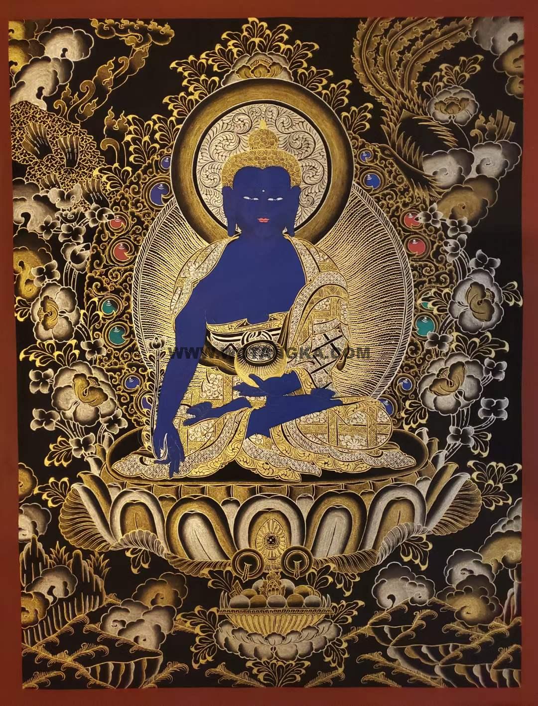 编号160-353675:黑金唐卡-药师佛(60*45CM左右)