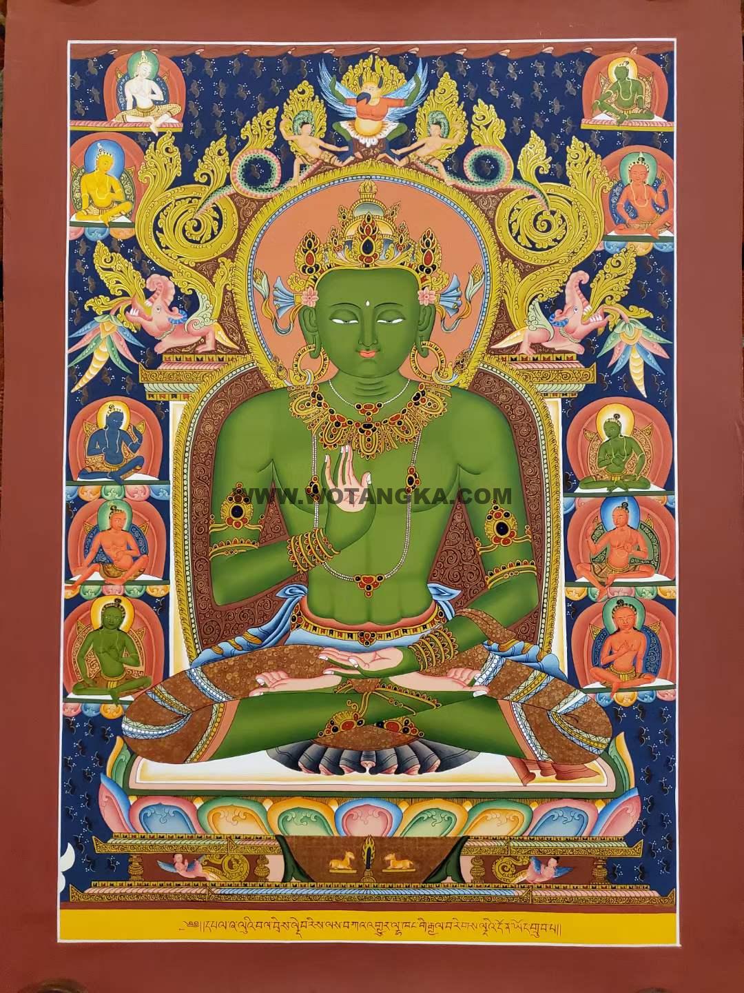 编号160-361860:彩绘唐卡-五方佛·不空成就佛(80*60CM左右)