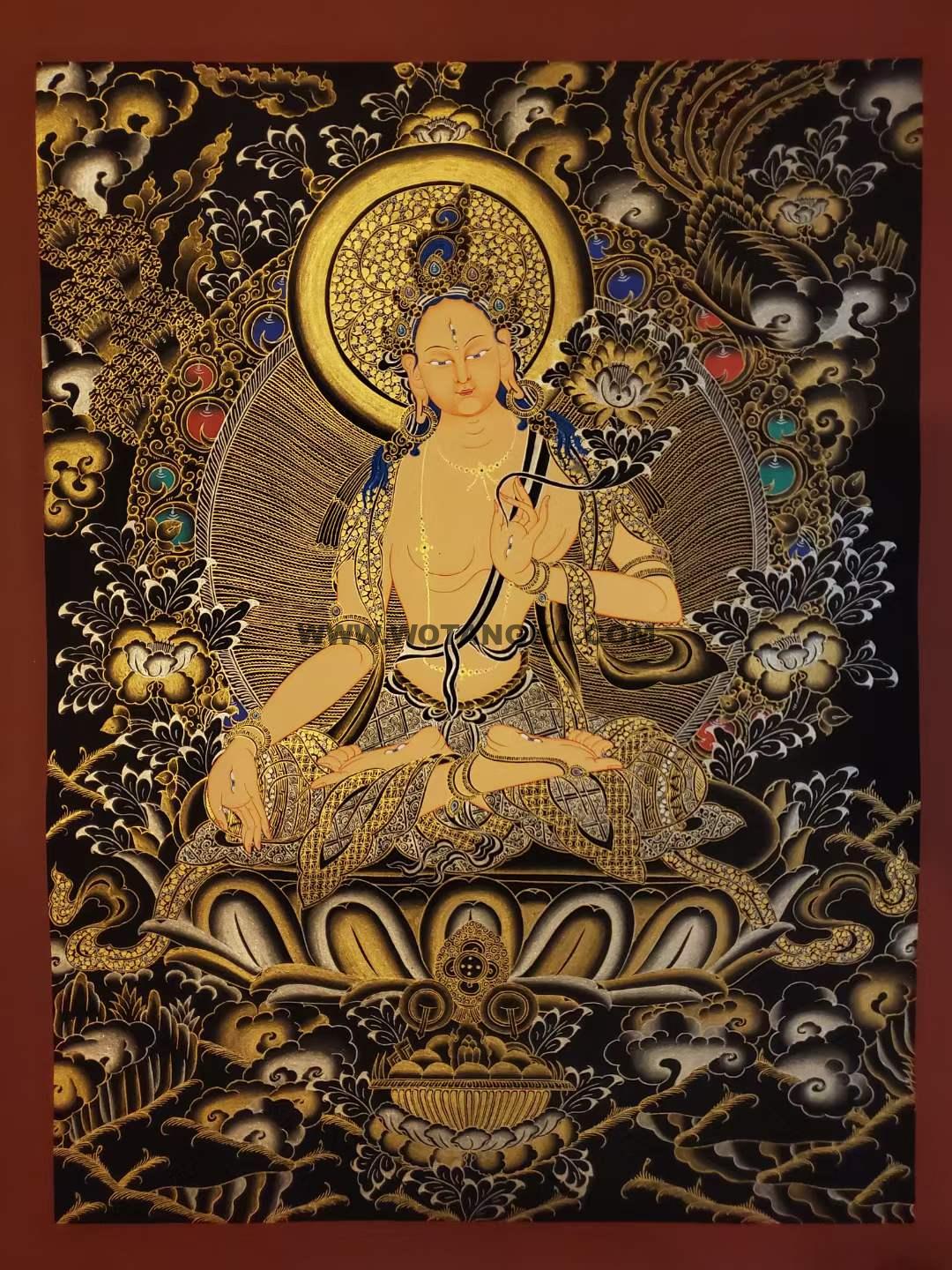 编号160-380144：黑金唐卡-白度母（60*45CM左右）