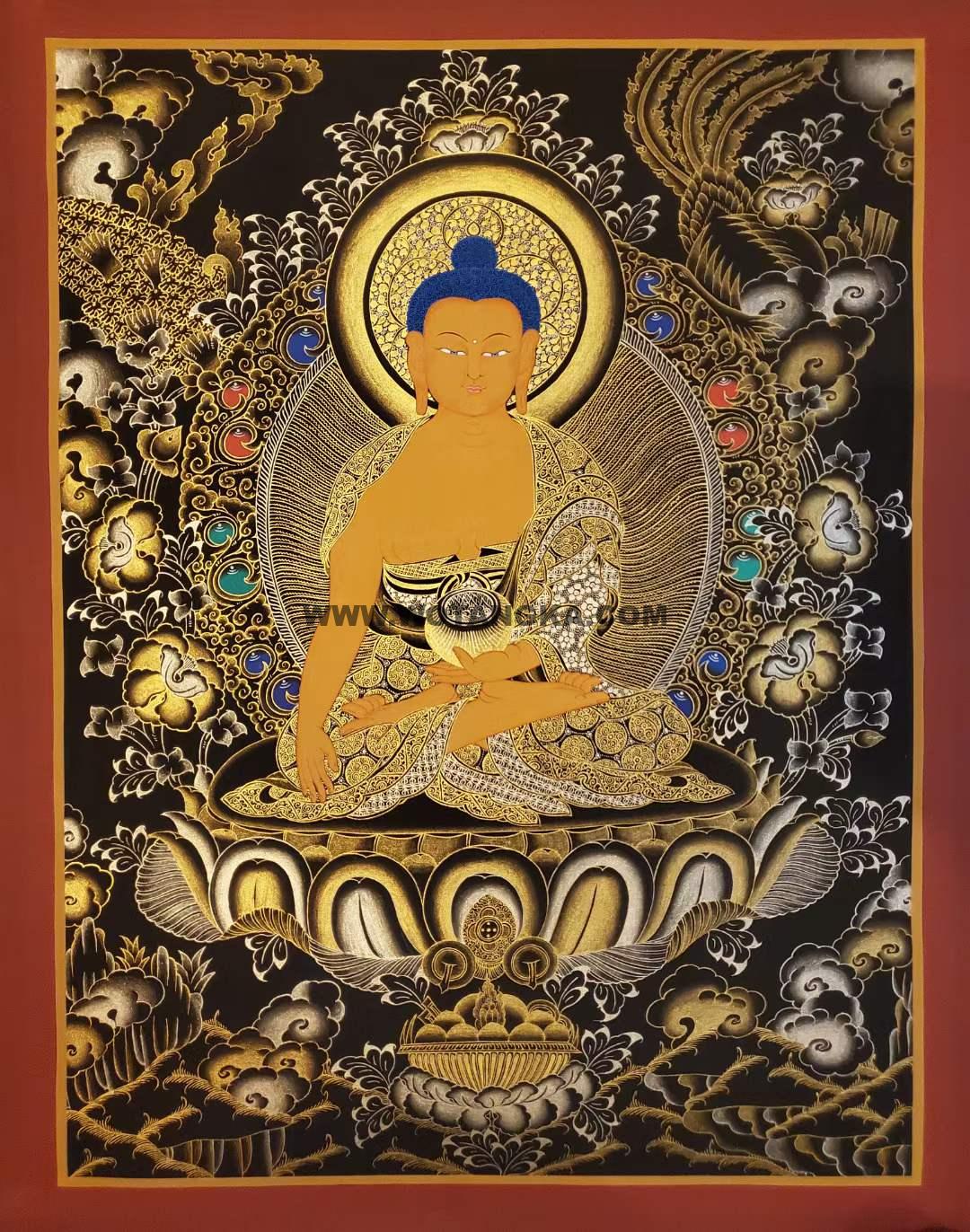 编号160-400500:黑金唐卡-释迦牟尼佛(60*45CM左右)