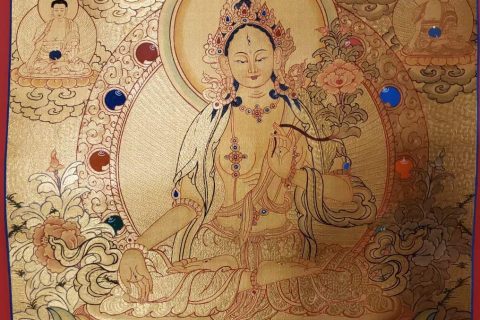 编号160-404363：黄金唐卡-白度母（55*40CM左右）