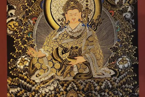 编号160-428836：黑金唐卡-莲花生大士（60*45CM左右）