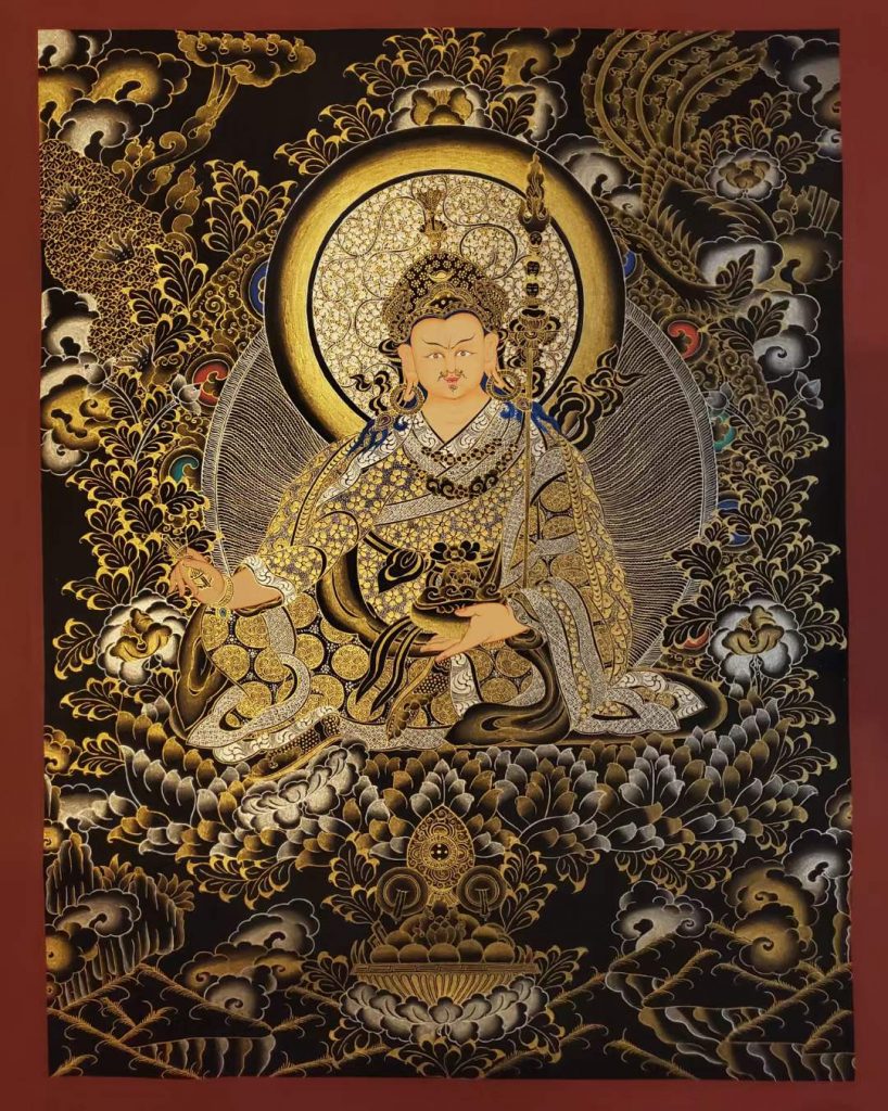 编号160-428836：黑金唐卡-莲花生大士（60*45CM左右）