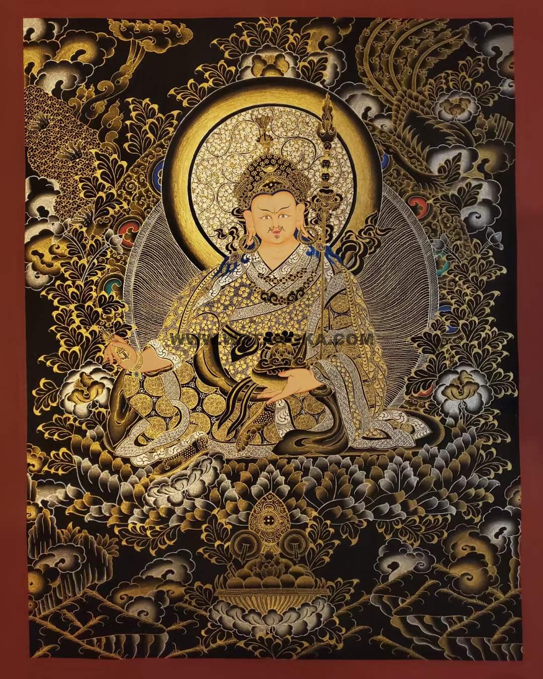 编号160-428836：黑金唐卡-莲花生大士（60*45CM左右）