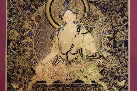 编号160-437178：黑金唐卡-白度母（60*45CM左右）