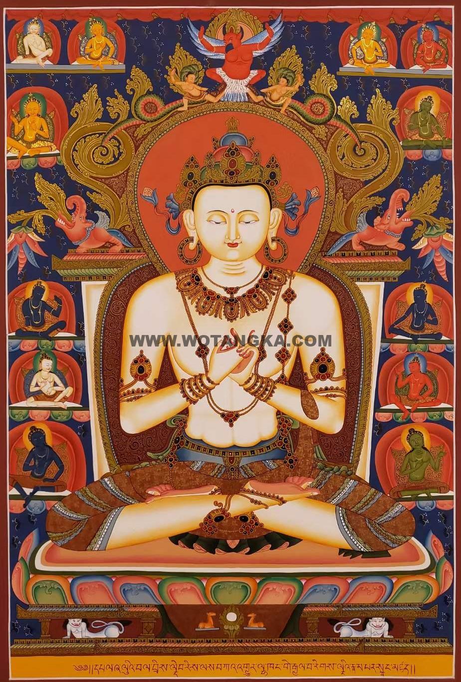 编号160-460709:彩绘唐卡-五方佛·大日如来(80*60CM左右)