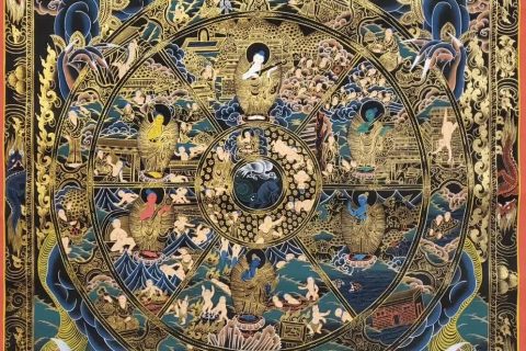 编号160-470461：黑金唐卡-六道轮回（120*80CM左右）