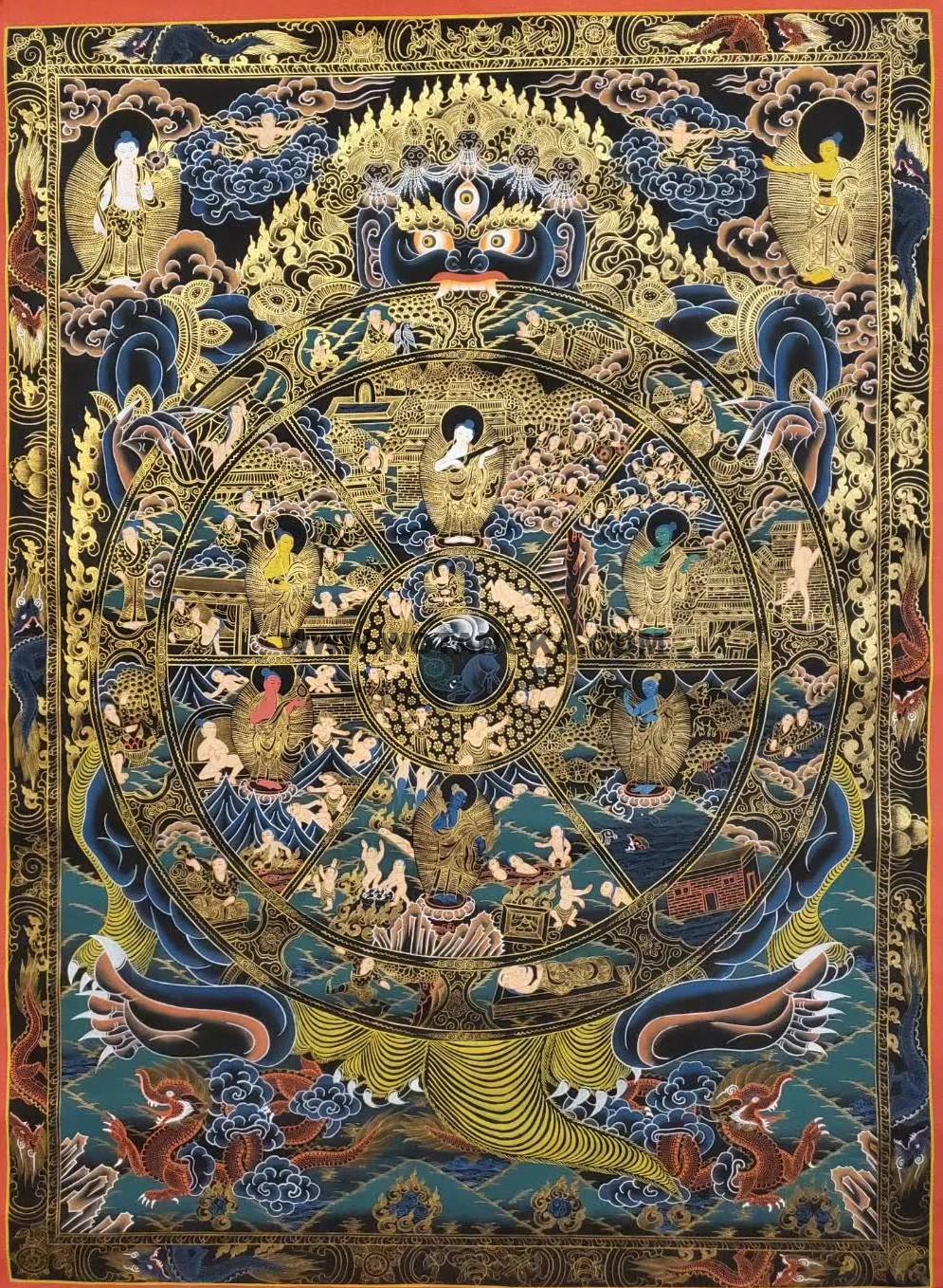 编号160-470461：黑金唐卡-六道轮回（120*80CM左右）