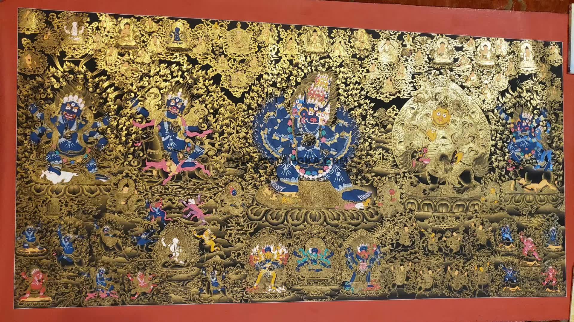 编号160-473727：彩绘唐卡-大威德金刚（100*170CM左右）