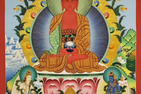 编号160-483807：彩绘唐卡-阿弥陀佛（75*55CM左右）