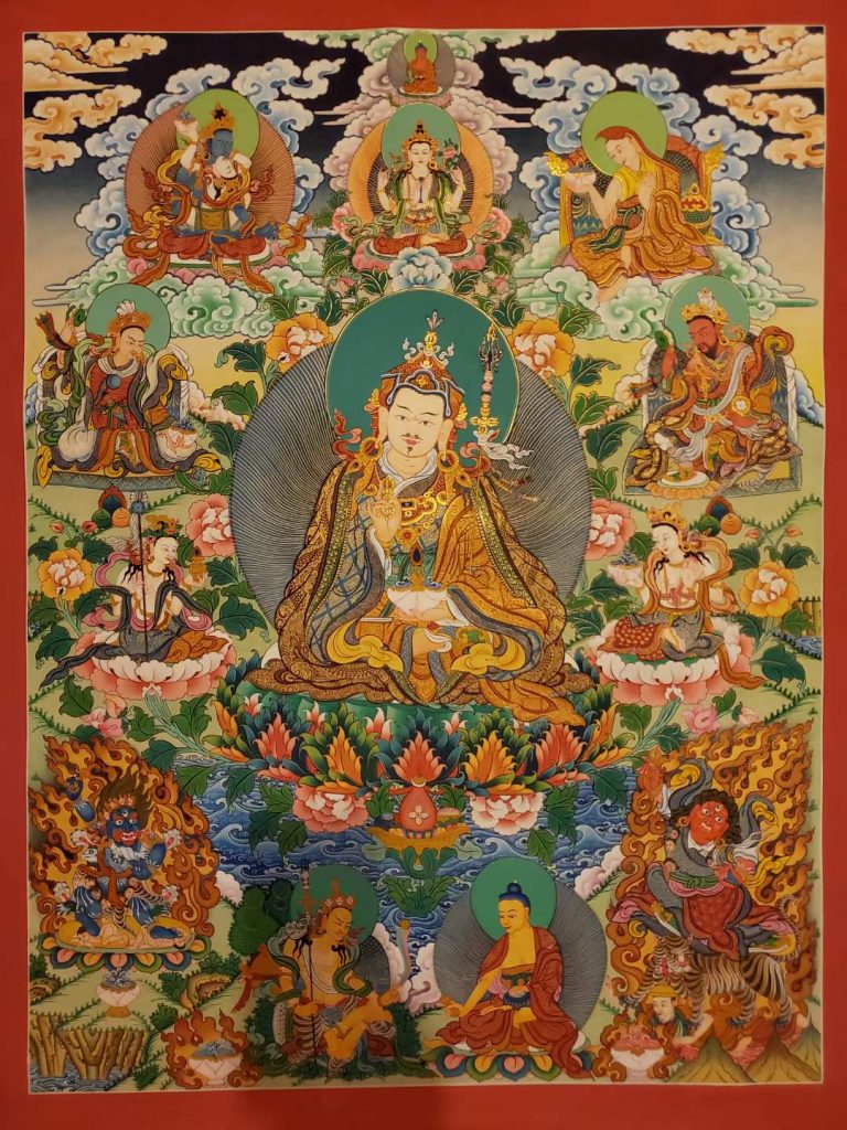编号160-490331：彩绘唐卡-莲花生大士·莲师八相（85*65CM左右）
