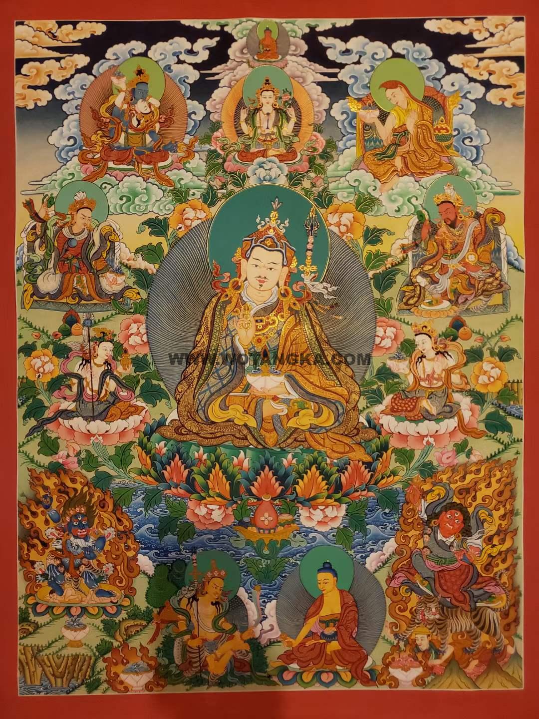 编号160-490331:彩绘唐卡-莲花生大士·莲师八相(85*65CM左右)