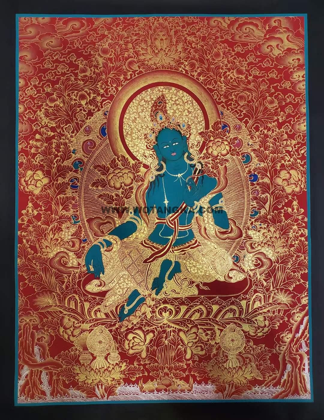 编号160-494787：红金唐卡-绿度母（60*45CM左右）
