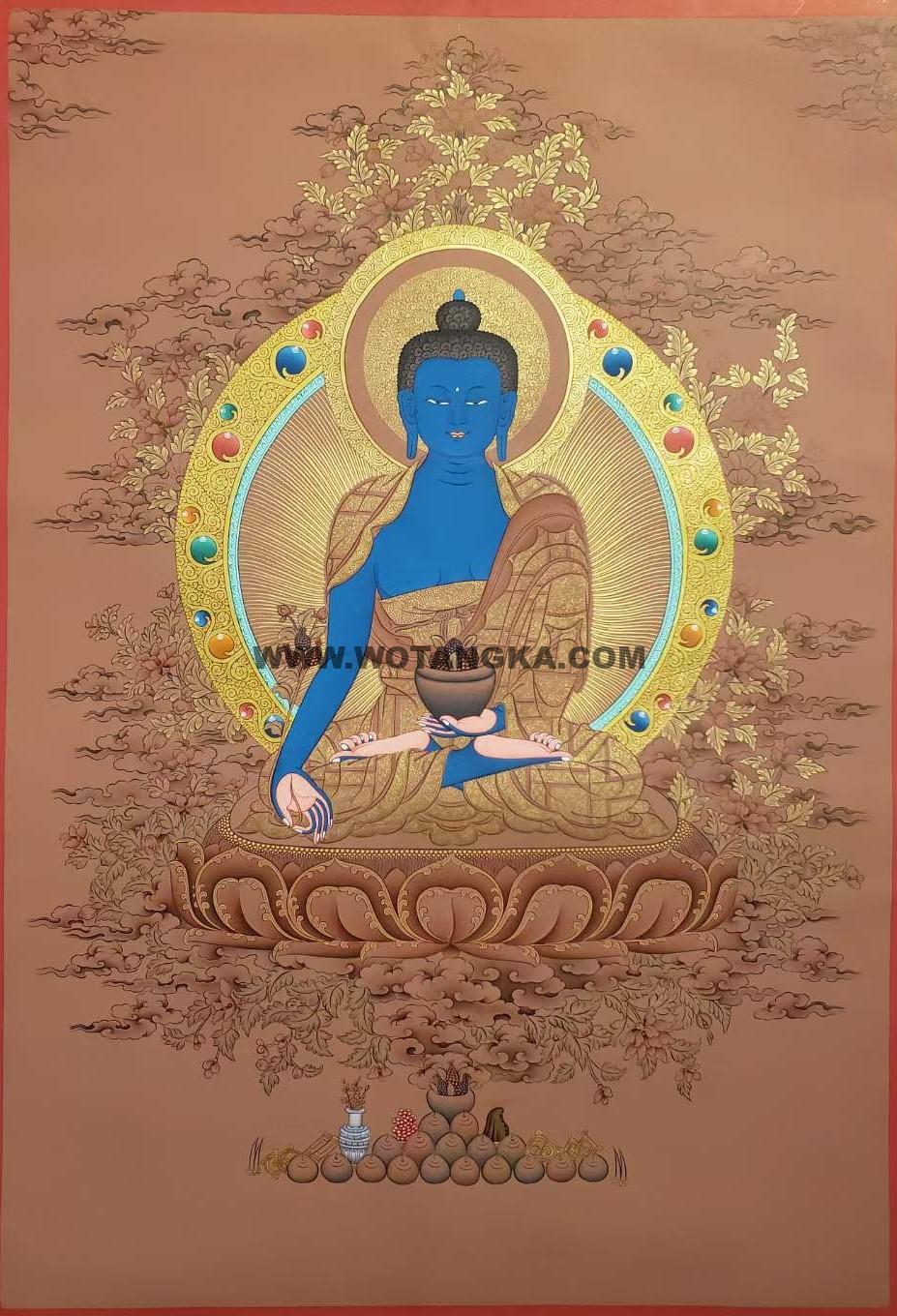 编号160-499100：红金唐卡-药师佛（80*60CM左右）