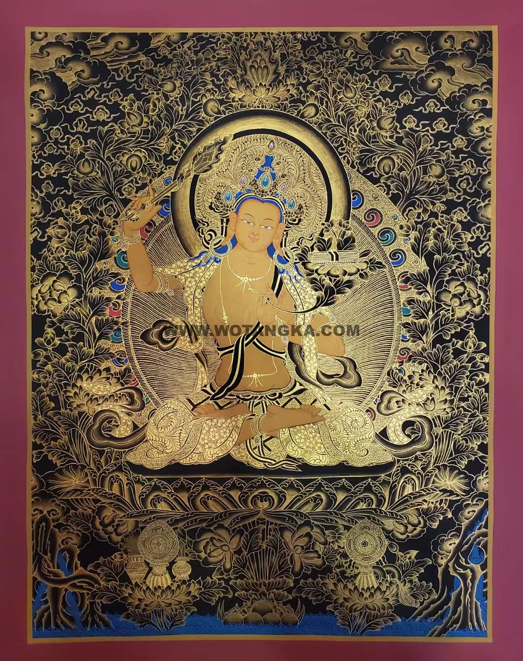 编号160-511374：黑金唐卡-文殊菩萨（60*45CM左右）