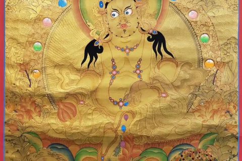 编号160-541474：黄金唐卡-五方财神（90*60CM左右）
