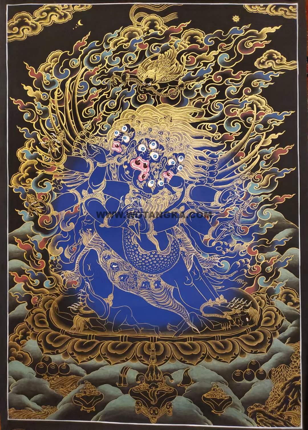 编号160-563287:黑金唐卡-普巴金刚(75*50CM左右)