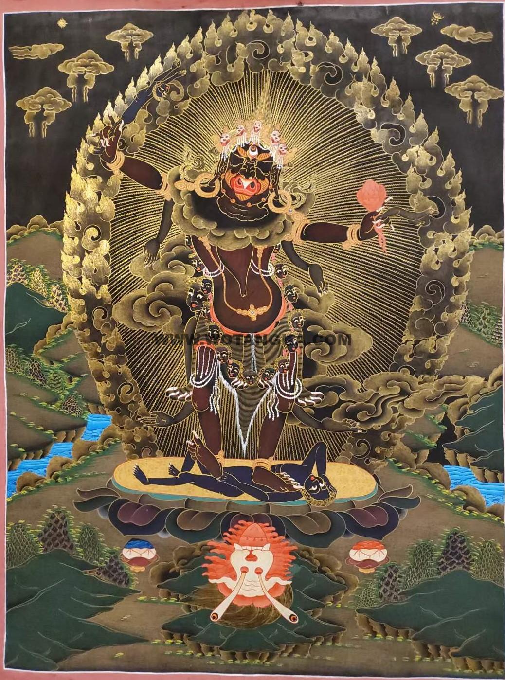 编号160-590472：彩绘唐卡-一髻佛母（75*50CM左右）