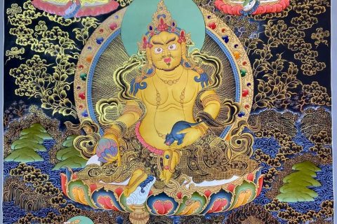 编号160-594455：彩绘唐卡-五方财神（100*70CM左右）