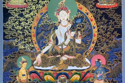 编号160-598366：彩绘唐卡-白度母（100*70CM左右）