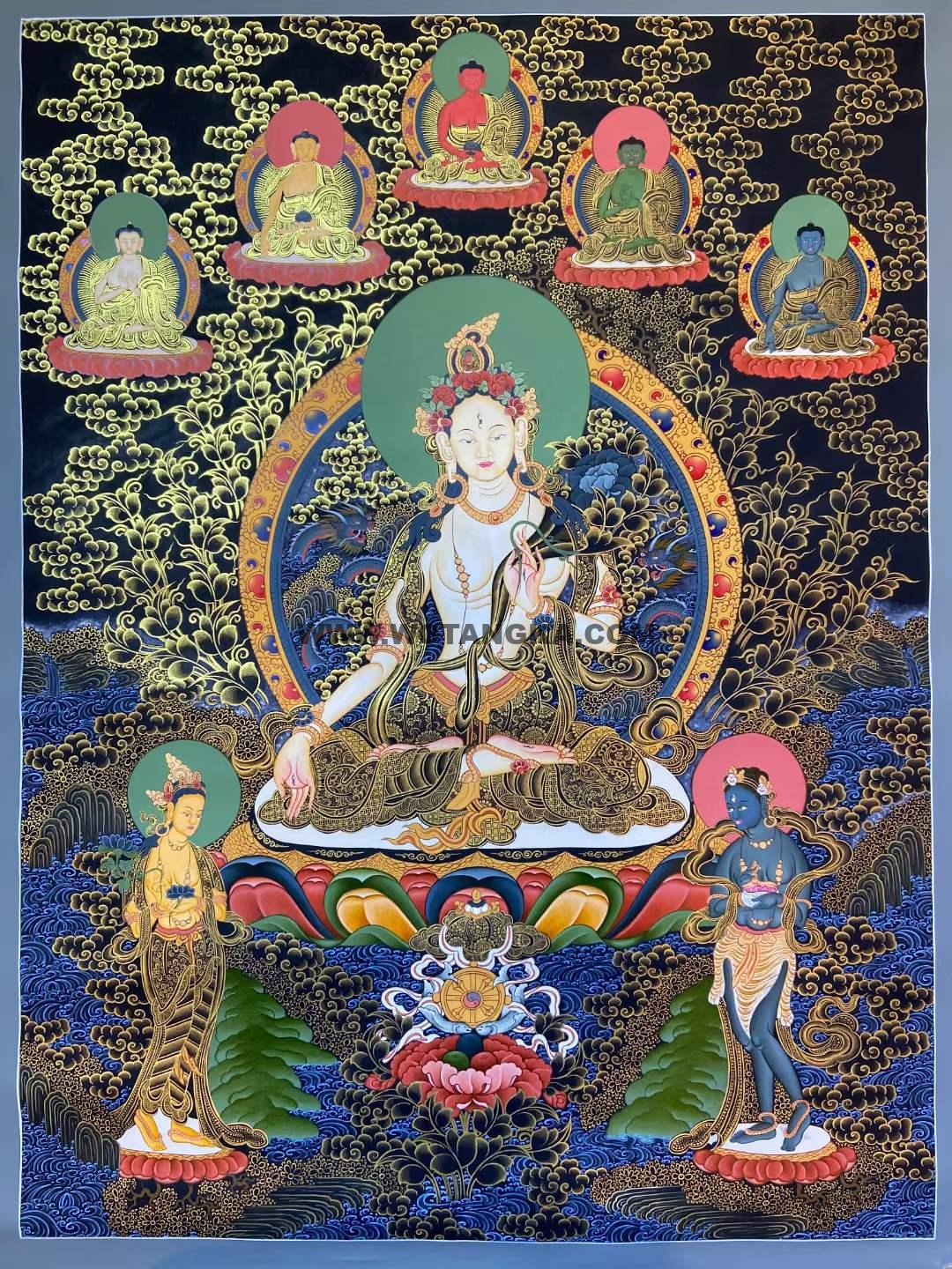 编号160-598366：彩绘唐卡-白度母（100*70CM左右）