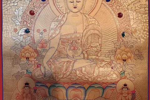 编号160-619306：黄金唐卡-药师佛（55*40CM左右）