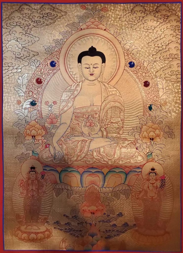 编号160-619306：黄金唐卡-药师佛（55*40CM左右）