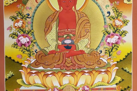 编号160-664343：彩绘唐卡-阿弥陀佛（70*50CM左右）