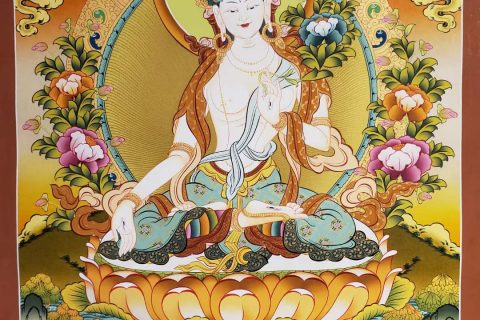编号160-683022：彩绘唐卡-白度母（70*50CM左右）