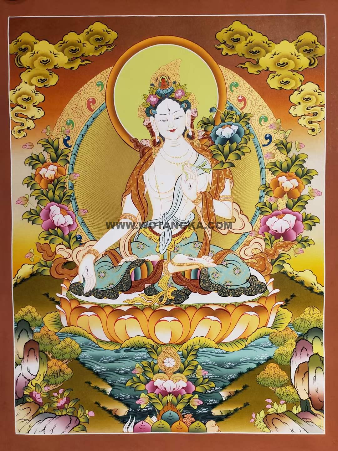 编号160-683022：彩绘唐卡-白度母（70*50CM左右）