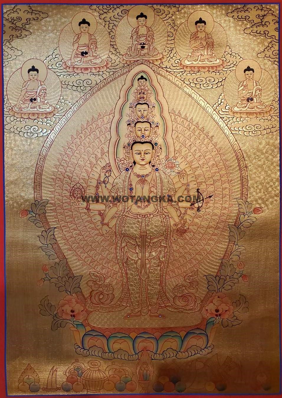 编号160-722456:黄金唐卡-千手观音(55*40CM左右)