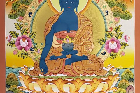 编号160-780702：彩绘唐卡-药师佛（70*50CM左右）