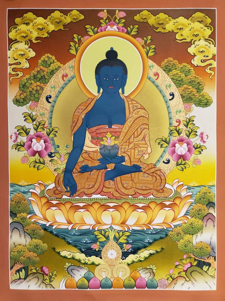 编号160-780702：彩绘唐卡-药师佛（70*50CM左右）