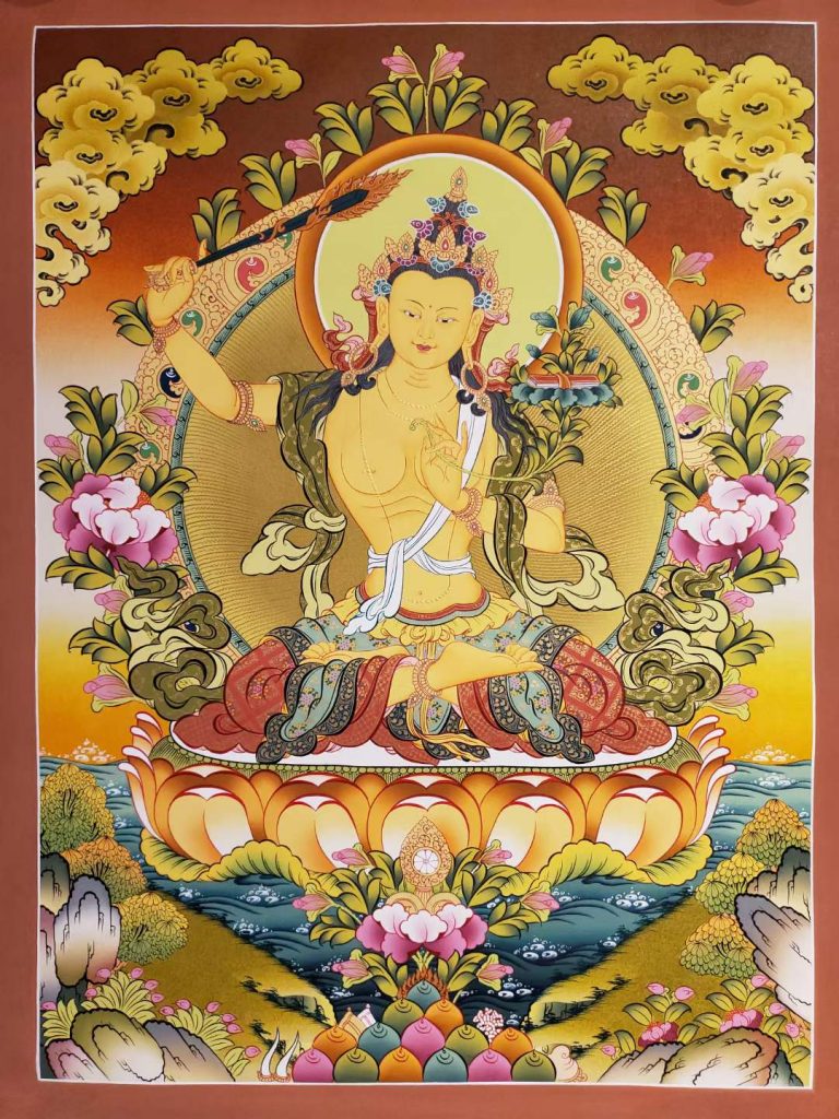 编号160-780907：彩绘唐卡-文殊菩萨（70*50CM左右）