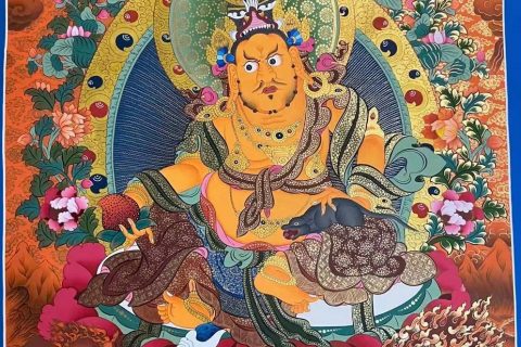 编号160-815429：彩绘唐卡-五方财神（90*60CM左右）