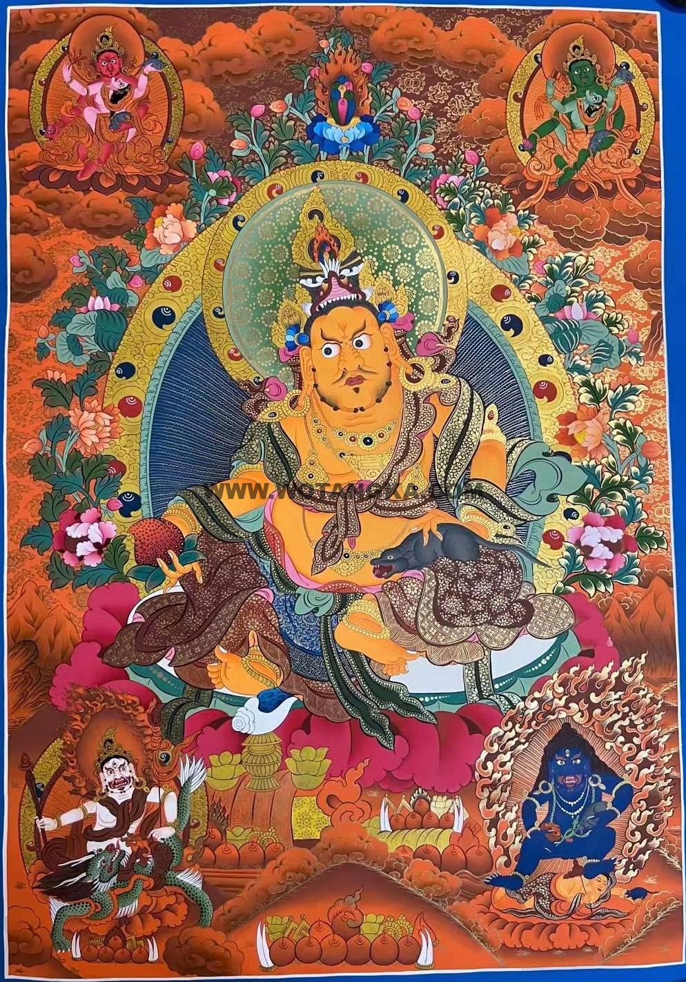 编号160-815429:彩绘唐卡-五方财神(90*60CM左右)