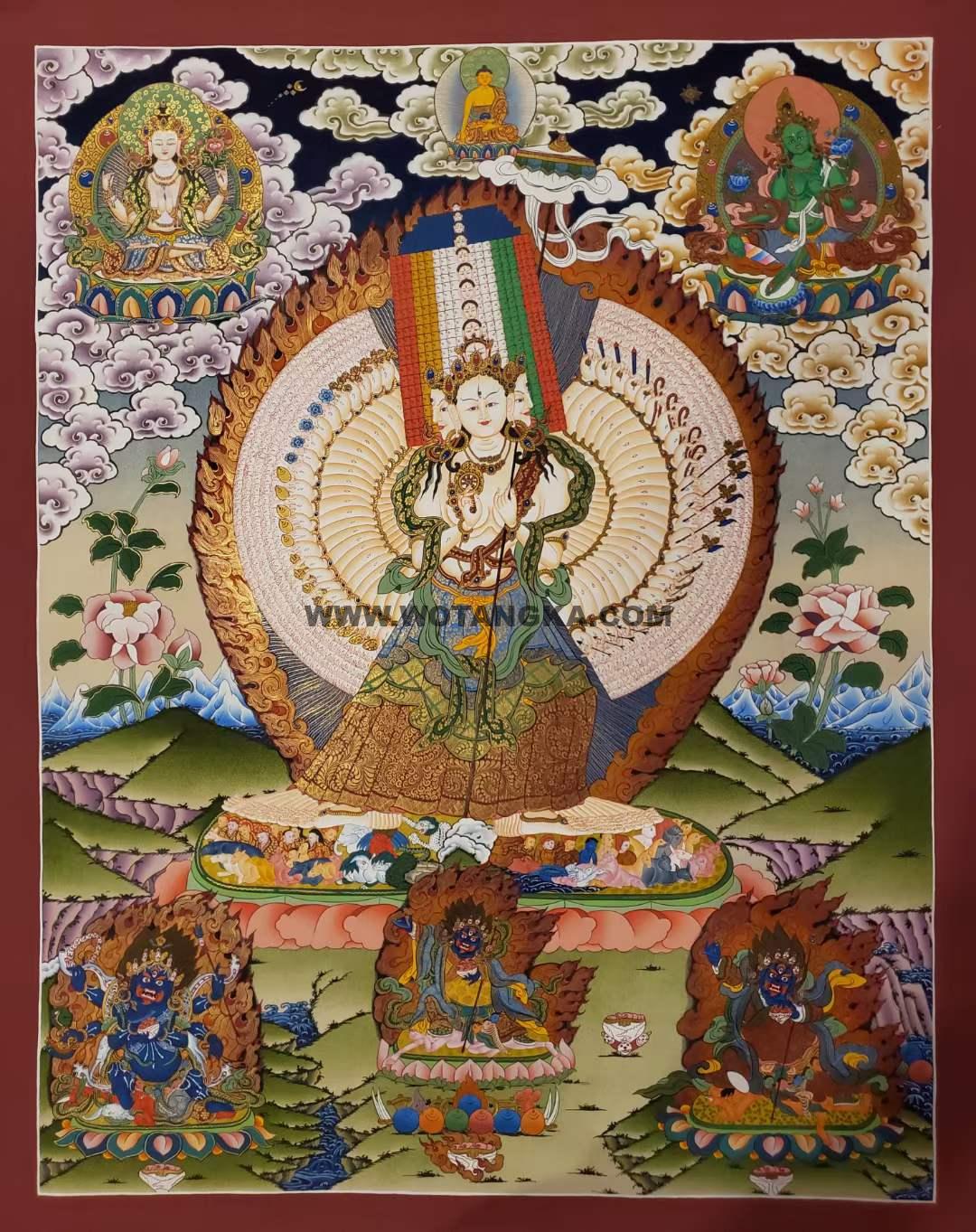 编号160-849016：彩绘唐卡-大白伞盖佛母（100*70CM左右）