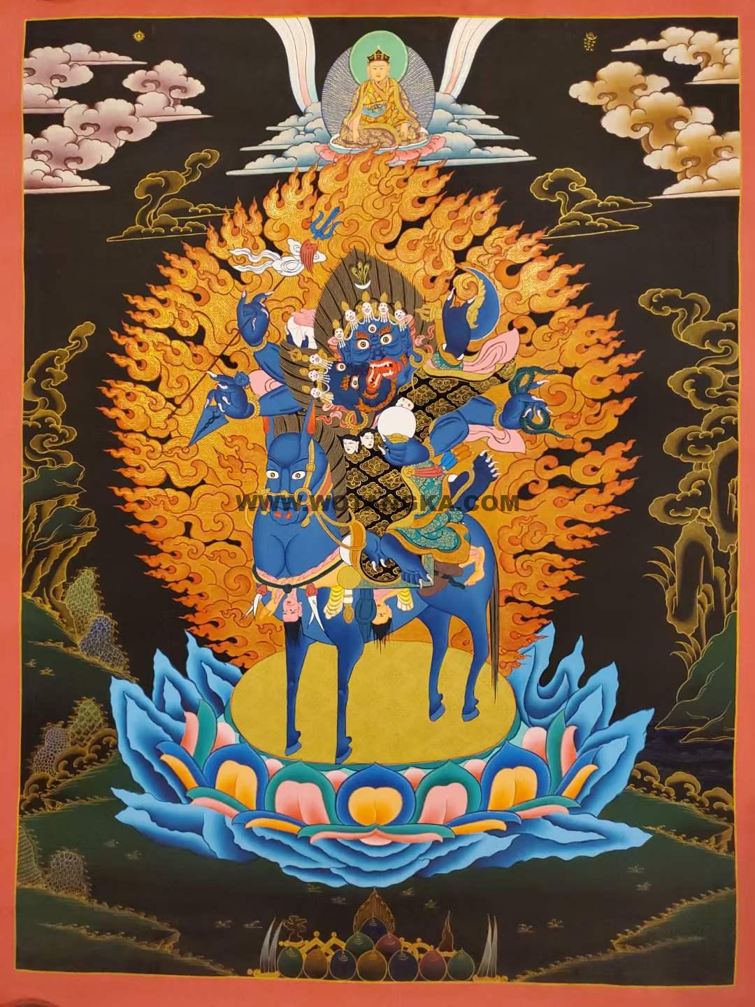 编号160-862552:彩绘唐卡-四臂吉祥天母双修(65*40CM左右)