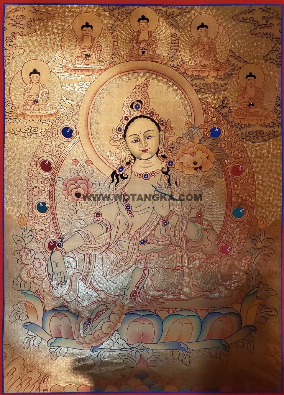 编号160-901133：黄金唐卡-绿度母（55*40CM左右）