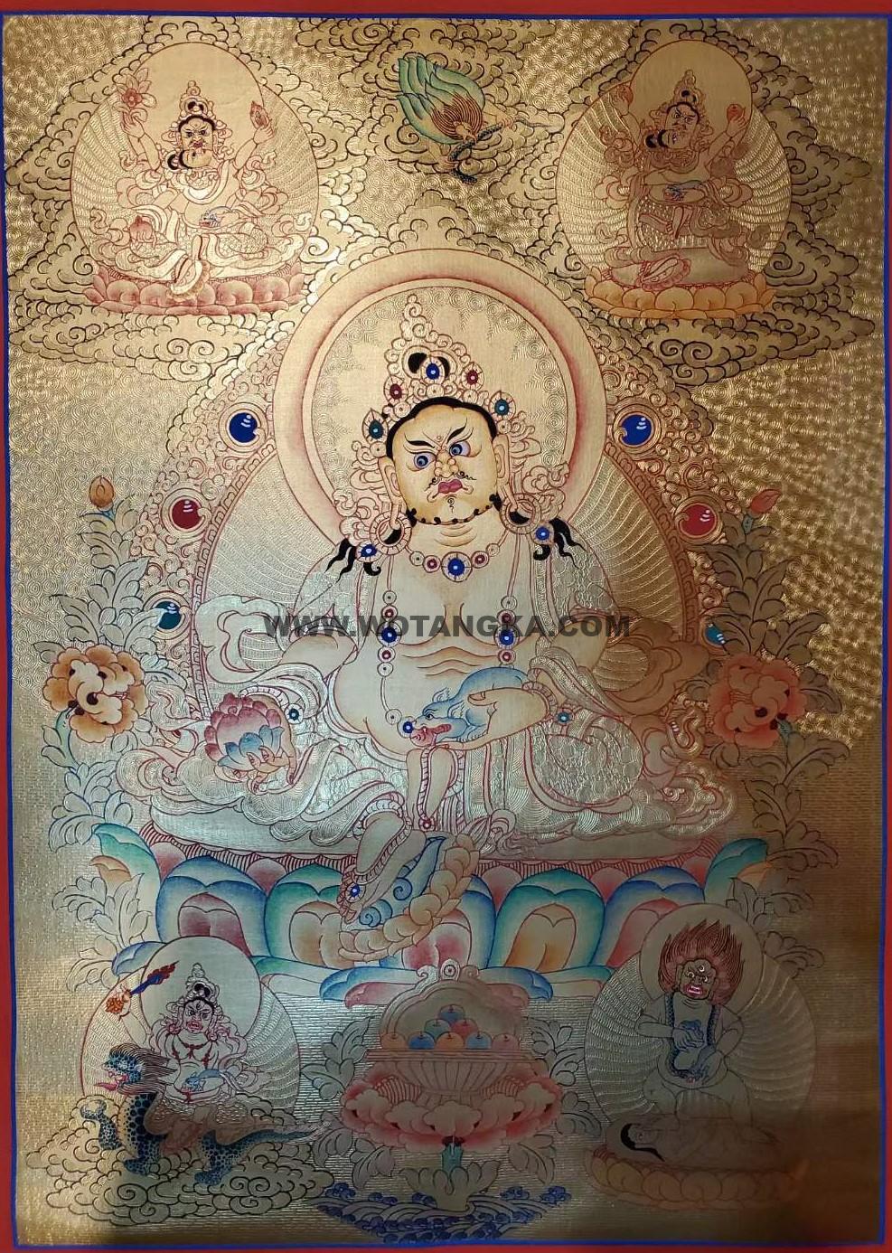 编号160-980847：黄金唐卡-五方财神（55*40CM左右）