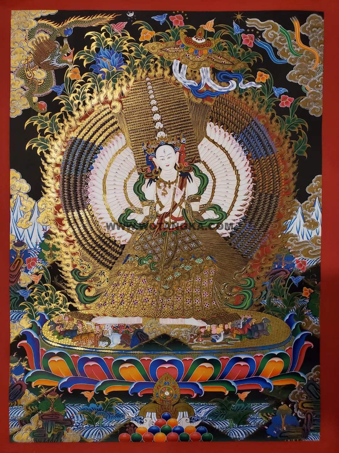 编号160-991899：彩绘唐卡-大白伞盖佛母（100*70CM左右）