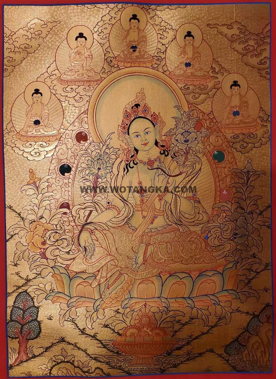 编号160-996072:黄金唐卡-绿度母(55*40CM左右)