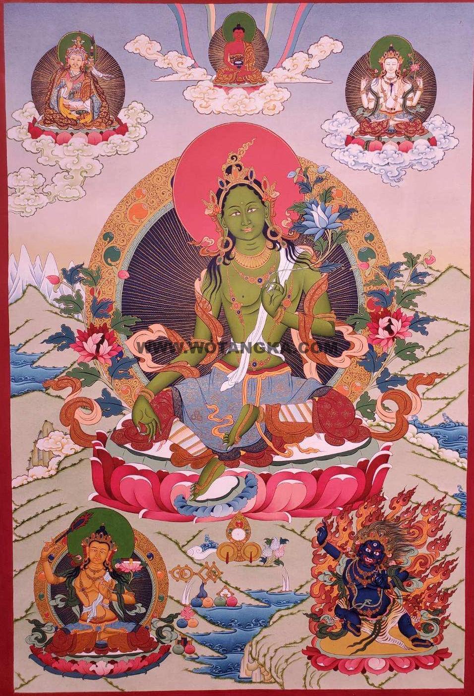 编号162-148229:彩绘唐卡-绿度母(70*50CM左右)