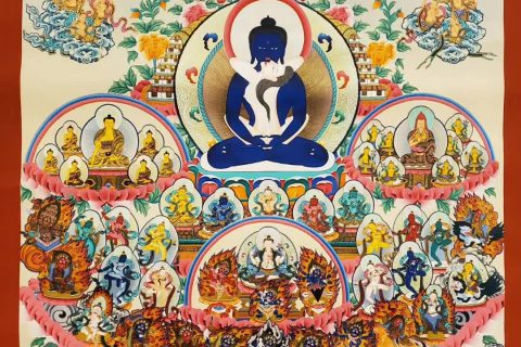 编号162-285338：彩绘唐卡-金刚总持佛·噶举派皈依境（100*65CM左右）