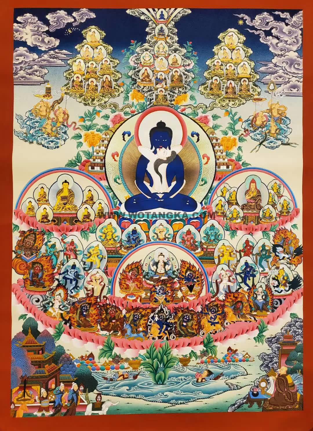 编号162-285338：彩绘唐卡-金刚总持佛·噶举派皈依境（100*65CM左右）