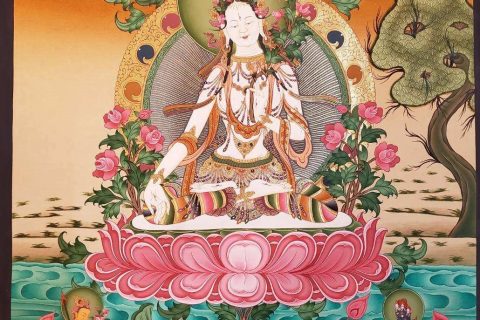 编号162-355132：彩绘唐卡-白度母（70*50CM左右）