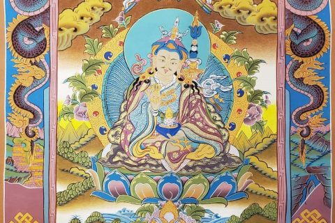 编号162-520872：彩绘唐卡-莲花生大士（80*60CM左右）