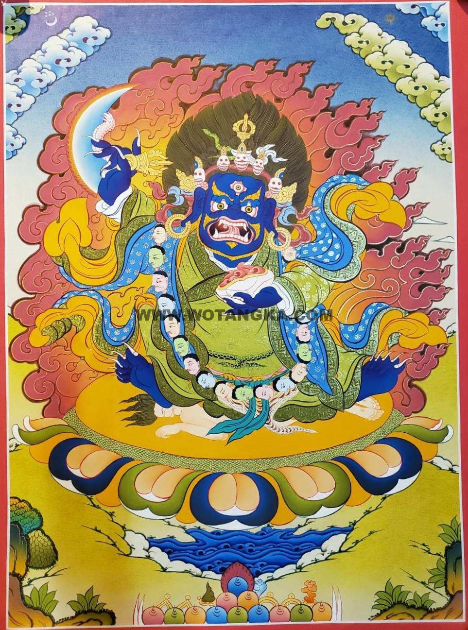 编号162-809741:彩绘唐卡-黑袍金刚护法(65*40CM左右)
