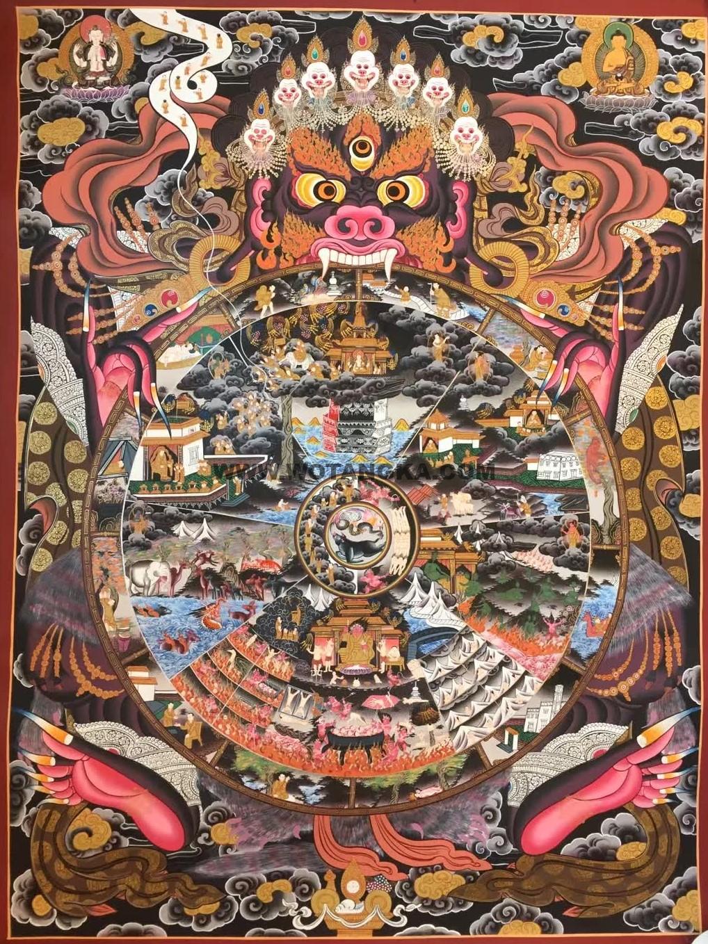 编号162-822269:彩绘唐卡-六道轮回(70*50CM左右)