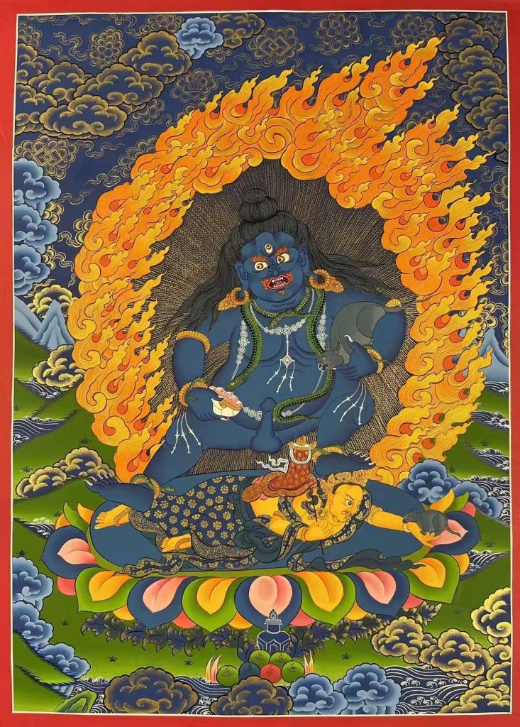 编号171-250219：彩绘唐卡-黑财神（65*45CM左右）